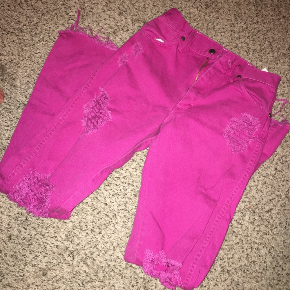 Pink Distressed Wranglers